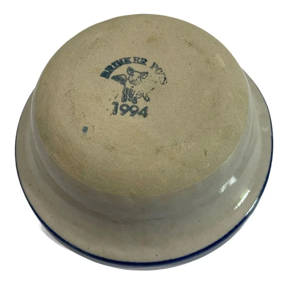 Brinker Pots Pottery Bowls Crock Cobalt‎ Blue Tulip
